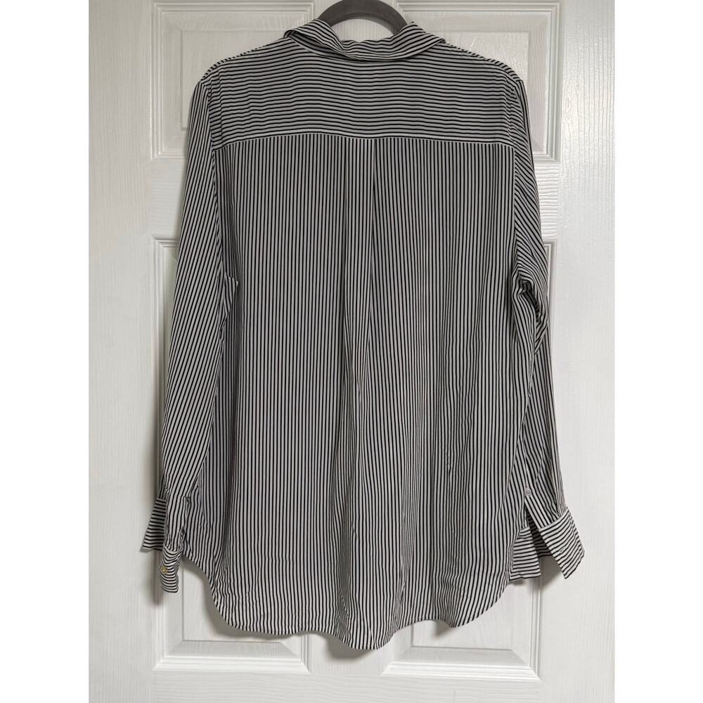 Everlane Women's 100%Silk Striped Button Down Long Sleeve Top Size 16 - Picture 10 of 12
